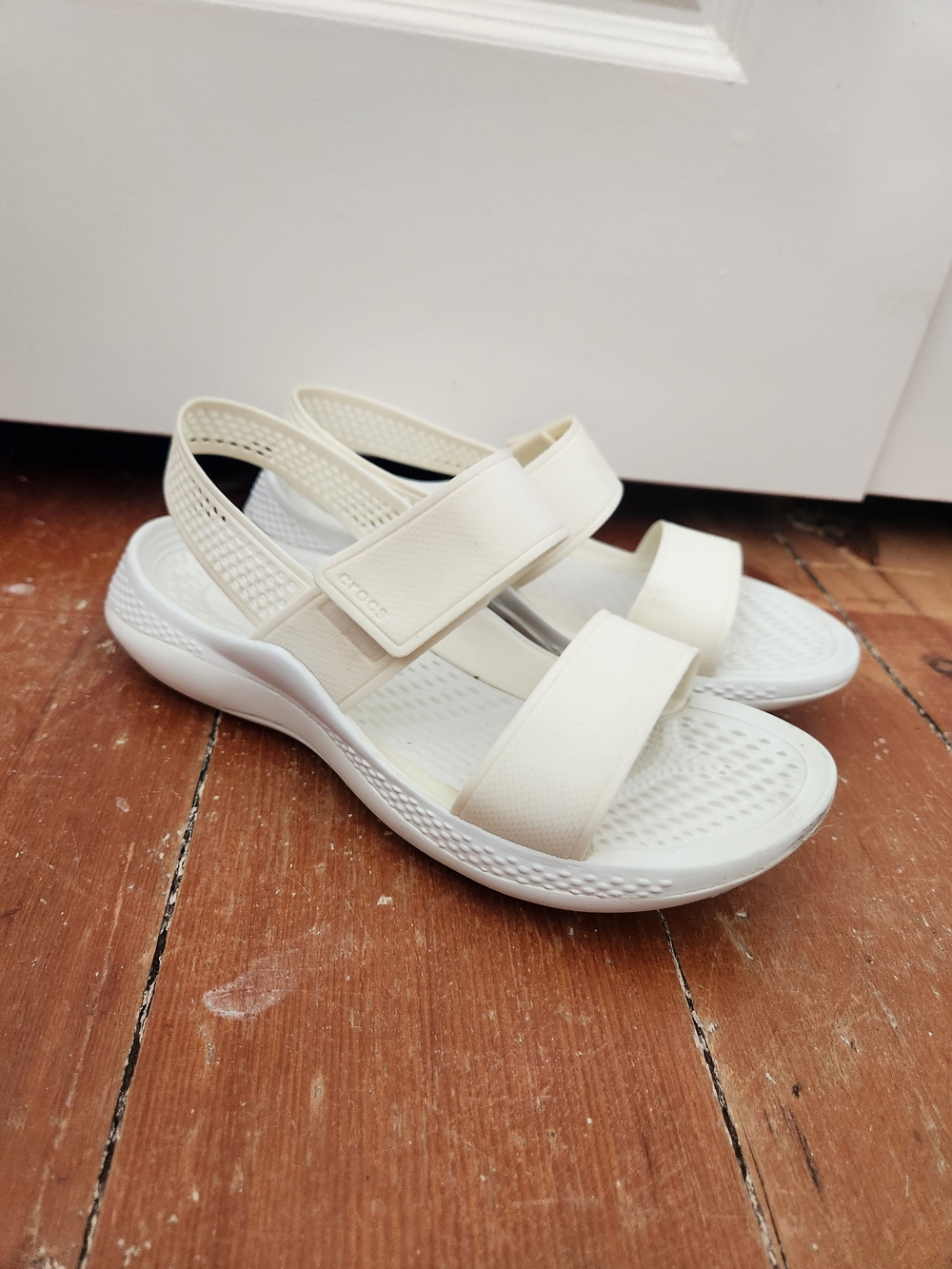 Crocs Off-White Strap Sandals